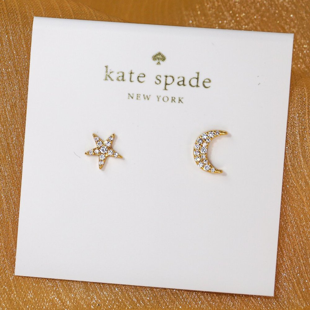 Kate Spade Something Sparkly Pavé Star & Moon Studs (NWT)